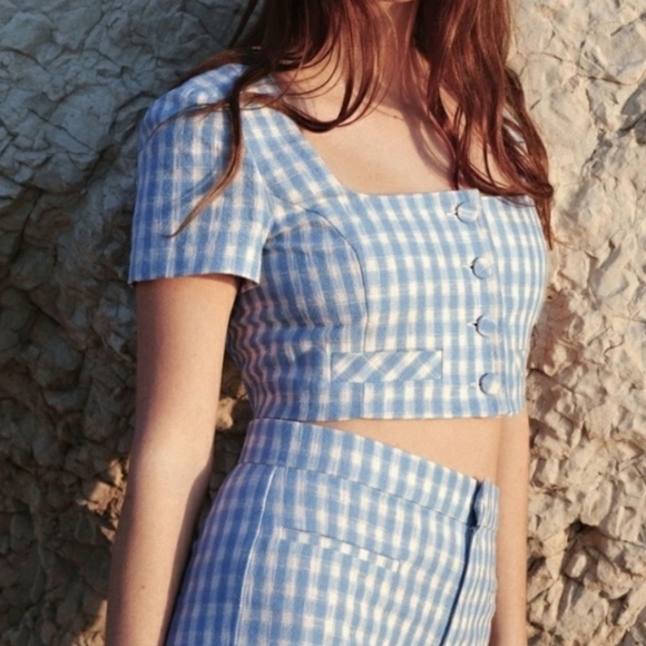 ZARA gingham plaid top blogger favorite NWT - Picture 7 of 7